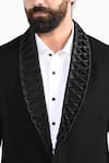 Buy_Kalpana Naik_Black Crepe Bow Manipulated Shawl Tuxedo Set 