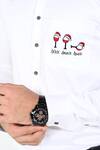 Kalpana Naik_White Cotton Embroidery Drink Drank Drunk Shirt _at_Aza_Fashions