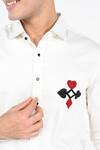 Kalpana Naik_White Cotton Embroidery Poker Chest Motif Hand Shirt _at_Aza_Fashions