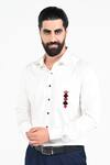 Buy_Kalpana Naik_White Cotton Embroidery Poker Motif Thread And Cutdana Shirt _at_Aza_Fashions
