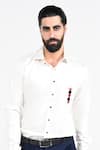 Kalpana Naik_White Cotton Embroidery Poker Motif Thread And Cutdana Shirt _Online_at_Aza_Fashions