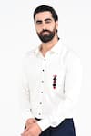 Buy_Kalpana Naik_White Cotton Embroidery Poker Motif Thread And Cutdana Shirt _Online_at_Aza_Fashions