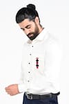 Shop_Kalpana Naik_White Cotton Embroidery Poker Motif Thread And Cutdana Shirt _Online_at_Aza_Fashions