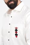 Kalpana Naik_White Cotton Embroidery Poker Motif Thread And Cutdana Shirt _at_Aza_Fashions