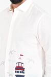 Buy_Kalpana Naik_White Cotton Embroidery Oyster Rock Lighthouse Shirt _Online_at_Aza_Fashions