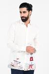 Buy_Kalpana Naik_White Cotton Embroidery Oyster Rock Lighthouse Shirt _at_Aza_Fashions