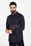 Kalpana Naik_Navy Cotton Embroidery Blue Cocktail Shirt _Online_at_Aza_Fashions