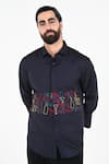 Buy_Kalpana Naik_Navy Cotton Embroidery Blue Cocktail Shirt _Online_at_Aza_Fashions