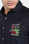 Shop_Kalpana Naik_Navy Cotton Embroidery Wine A Bit Hand Shirt _Online_at_Aza_Fashions