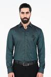 Buy_Kalpana Naik_Green Cotton Embroidery Wolf Giza Shirt _Online_at_Aza_Fashions