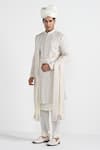 Buy_Kalpana Naik_White Silk Mirrors, Embroidery And Thread Sherwani Set _Online_at_Aza_Fashions