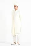Buy_Kalpana Naik_Ivory Silk, Bemberg Embroidery Dori Work Sherwani Set _Online_at_Aza_Fashions