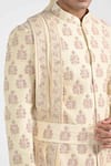 Shop_Kalpana Naik_Cream Bemberg, Silk Embroidery Dark Butta Work Sherwani Set 