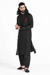 Shop_Kalpana Naik_Black Bemberg, Silk Embroidery Hand Kurta Set _Online_at_Aza_Fashions