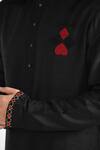 Shop_Kalpana Naik_Black Bemberg, Silk Embroidery Hand Kurta Set 