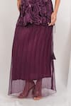 Buy_Day And Mood_Wine Velvet, Georgette Embroidery, Sequins, Cut Work Top And Pleated Skirt Set _Online_at_Aza_Fashions
