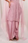Day And Mood_Pink Organza, Modal, Satin, Silk Wired Kaftan Dhoti Skirt And Blouse Set _Online_at_Aza_Fashions
