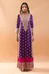 Gopi Vaid_Purple Tussar, Shantoon, Organza Embroidery, Zari, Kurta Sharara And Dupatta Set _Online_at_Aza_Fashions