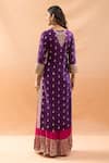 Shop_Gopi Vaid_Purple Tussar, Shantoon, Organza Embroidery, Zari, Kurta Sharara And Dupatta Set _at_Aza_Fashions