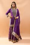Buy Gopi Vaid Purple Tussar, Organza Embroidery, Zari, Sequins Kurta And Printed Sharara Set Online at Aza Fashions Buy_Gopi Vaid_Purple Tussar, Organza Embroidery, Zari, Sequins Kurta And Printed Sharara Set _Online_at_Aza_Fashions