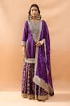 Buy Gopi Vaid Purple Tussar, Organza Embroidery, Zari, Sequins Kurta And Printed Sharara Set at Aza Fashions Buy_Gopi Vaid_Purple Tussar, Organza Embroidery, Zari, Sequins Kurta And Printed Sharara Set _at_Aza_Fashions