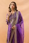 Gopi Vaid Purple Tussar, Satin, Organza Zari, Embroidery, Gota Patti Split Kurta Set Online at Aza Fashions Gopi Vaid_Purple Tussar, Satin, Organza Zari, Embroidery, Gota Patti Split Kurta Set _Online_at_Aza_Fashions