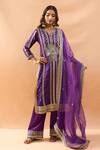 Buy Gopi Vaid Purple Tussar, Satin, Organza Zari, Embroidery, Gota Patti Split Kurta Set Online at Aza Fashions Buy_Gopi Vaid_Purple Tussar, Satin, Organza Zari, Embroidery, Gota Patti Split Kurta Set _Online_at_Aza_Fashions