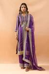 Shop Gopi Vaid Purple Tussar, Satin, Organza Zari, Embroidery, Gota Patti Split Kurta Set Online at Aza Fashions Shop_Gopi Vaid_Purple Tussar, Satin, Organza Zari, Embroidery, Gota Patti Split Kurta Set _Online_at_Aza_Fashions