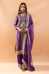 Buy Gopi Vaid Purple Tussar, Satin, Organza Zari, Embroidery, Gota Patti Split Kurta Set at Aza Fashions Buy_Gopi Vaid_Purple Tussar, Satin, Organza Zari, Embroidery, Gota Patti Split Kurta Set _at_Aza_Fashions