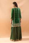 Shop_Gopi Vaid_Green Tussar, Organza Embroidery, Zari Split Kurta And Sharara Set With Dupatta _at_Aza_Fashions