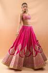 Buy_Gopi Vaid_Fuchsia Tussar, Organza Zari, Embroidery Scoop Neck Lehenga Set With Dupatta _Online_at_Aza_Fashions