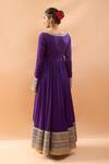 Shop_Gopi Vaid_Purple Chiffon, Lycra, Brocade Embroidery, Zari Anarkali, Churidar And Dupatta Set _at_Aza_Fashions