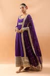 Buy_Gopi Vaid_Purple Chiffon, Tussar, Organza Embroidery, Zari Scoop Jacket And Anarkali Set _Online_at_Aza_Fashions
