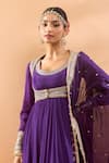 Shop_Gopi Vaid_Purple Chiffon, Tussar, Organza Embroidery, Zari Scoop Jacket And Anarkali Set _Online_at_Aza_Fashions