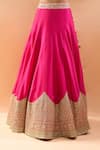 Buy_Gopi Vaid_Pink Tussar, Organza Zari, Embroidery V-neck Blouse And Lehenga Set _Online_at_Aza_Fashions