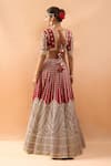 Shop_Gopi Vaid_Red Tussar, Organza Embroidery, Zari Sweetheart Neck Lehenga Set _at_Aza_Fashions