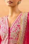 Gopi Vaid_Fuchsia Tussar, Organza Embroidery, Zari, Gota Anarkali, Palazzo And Dupatta Set _at_Aza_Fashions