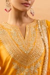 Buy_Gopi Vaid_Mustard Tussar, Organza Embroidery, Zari, Sequins Kurta And Brocade Sharara Set 