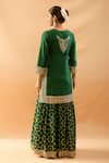 Shop_Gopi Vaid_Green Tussar, Organza Embroidery, Zari, Gota Patti Kurta And Printed Sharara Set _at_Aza_Fashions