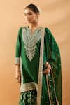 Buy_Gopi Vaid_Green Tussar, Organza Embroidery, Zari, Gota Patti Kurta And Printed Sharara Set 