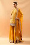Buy Gopi Vaid Mustard Tussar, Organza Embroidery, Zari, Sequins Halter Kurta And Sharara Set Online at Aza Fashions Buy_Gopi Vaid_Mustard Tussar, Organza Embroidery, Zari, Sequins Halter Kurta And Sharara Set _Online_at_Aza_Fashions