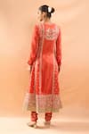 Shop_Gopi Vaid_Orange Tussar, Brocade, Organza Embroidery, Zari Anarkali Churidar And Dupatta Set _at_Aza_Fashions