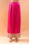 Buy_Gopi Vaid_Fuchsia Tussar, Linen, Satin, Organza Embroidery, Anarkali Palazzo And Dupatta Set _Online_at_Aza_Fashions