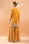 Shop Gopi Vaid Mustard Tussar, Organza Embroidery, Zari Split Kurta Sharara And Dupatta Set at Aza Fashions Shop_Gopi Vaid_Mustard Tussar, Organza Embroidery, Zari Split Kurta Sharara And Dupatta Set _at_Aza_Fashions