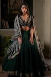 Summer By Priyanka Gupta_Green Silk Embroidery, Zari V-neck Noor E Summer Lehenga Set _Online_at_Aza_Fashions