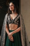 Buy_Summer By Priyanka Gupta_Green Silk Embroidery, Zari V-neck Noor E Summer Lehenga Set _Online_at_Aza_Fashions