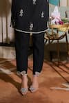 Buy_Summer By Priyanka Gupta_Black Chanderi Embroidery V-neck Noor E Bow Co-ord Pant Set _Online_at_Aza_Fashions