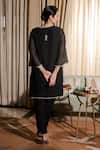 Shop_Summer By Priyanka Gupta_Black Chanderi Embroidery V-neck Noor E Bow Co-ord Pant Set _at_Aza_Fashions