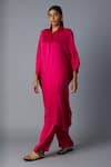 Vasstram_Pink Modal, Satin Applique Collared Chandni Solid Kaftan With Pant _Online_at_Aza_Fashions
