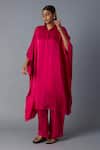 Buy_Vasstram_Pink Modal, Satin Applique Collared Chandni Solid Kaftan With Pant _at_Aza_Fashions